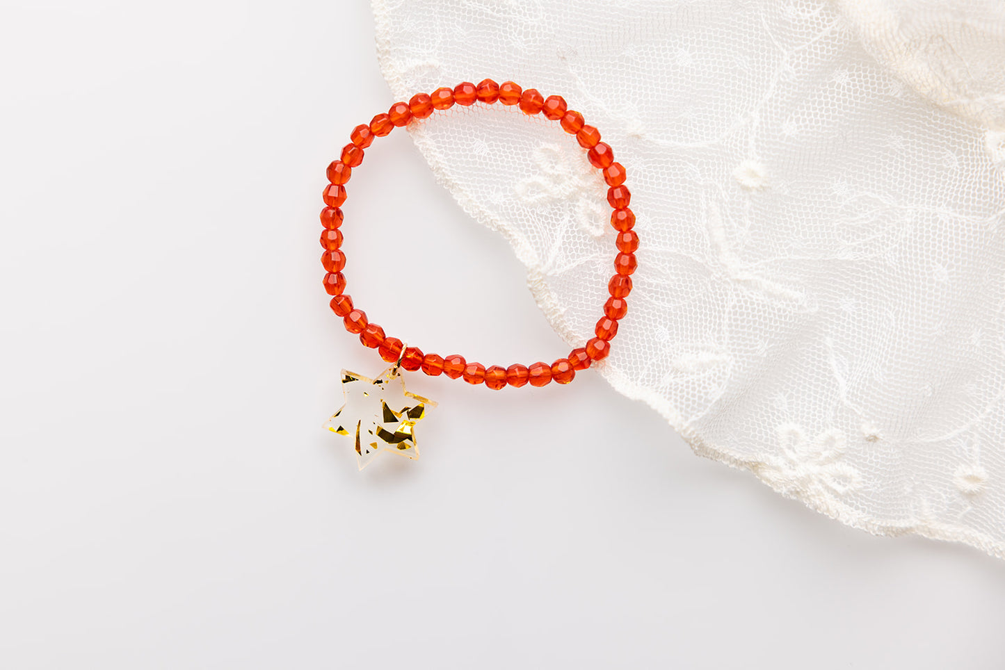 Red Shira Beaded Stretchy Bracelet ( Charm Options! )