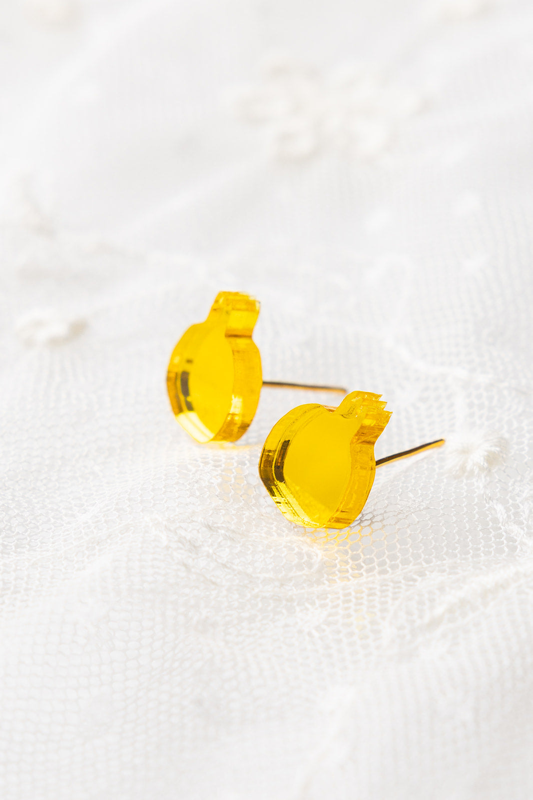 Yellow Mirror Pomegranate Stud Earrings