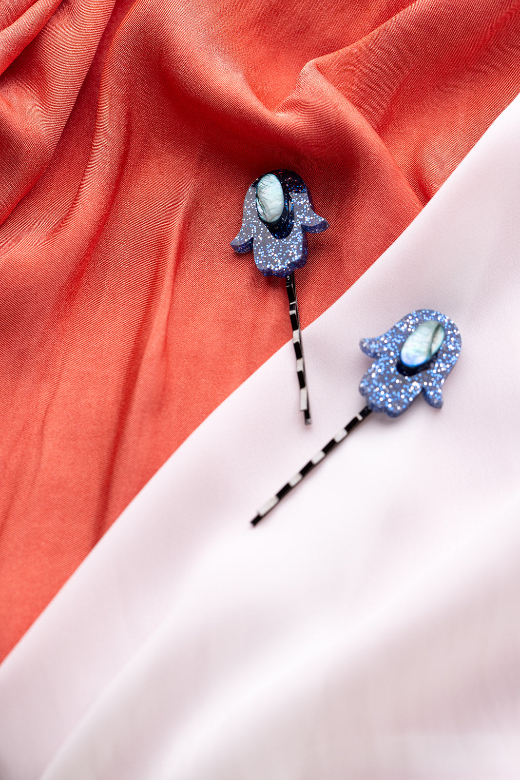 Mother of Pearl Hamsa Hair Pin Set