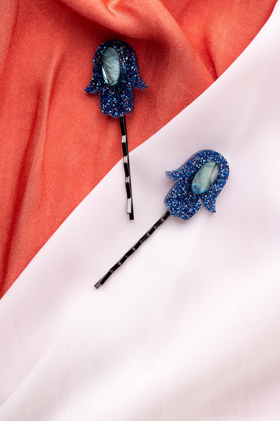 Mother of Pearl Hamsa Hair Pin Set