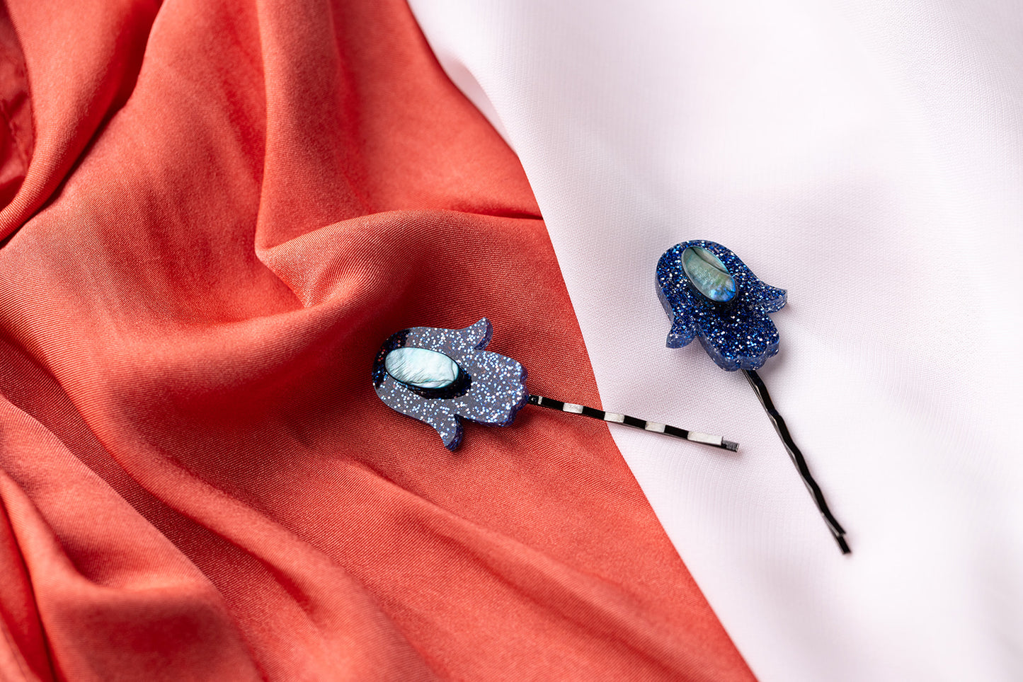 Mother of Pearl Hamsa Hair Pin Set