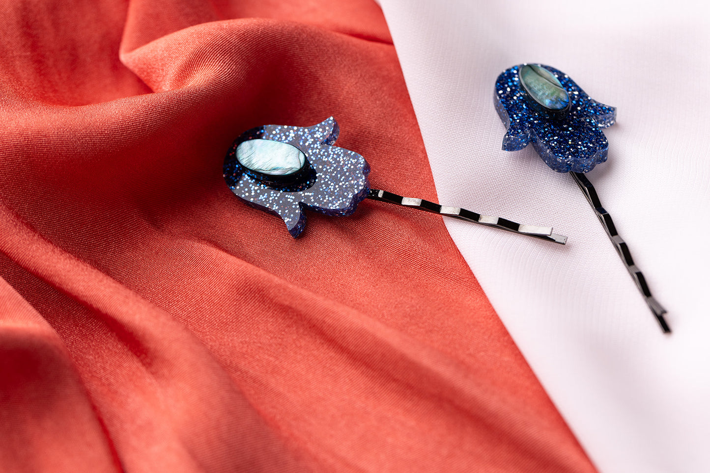 Mother of Pearl Hamsa Hair Pin Set