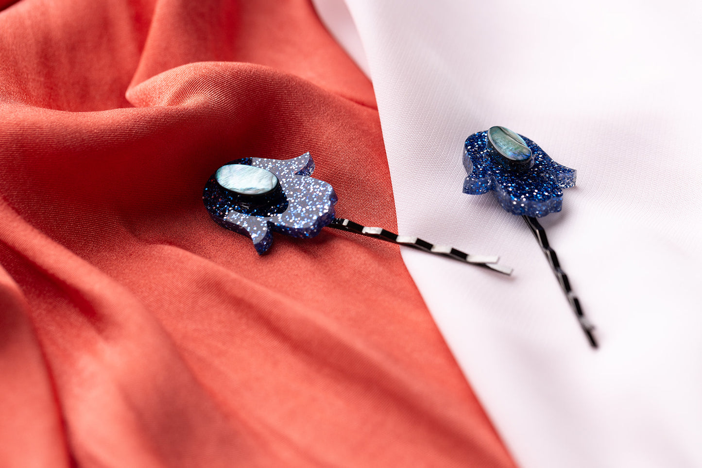Mother of Pearl Hamsa Hair Pin Set