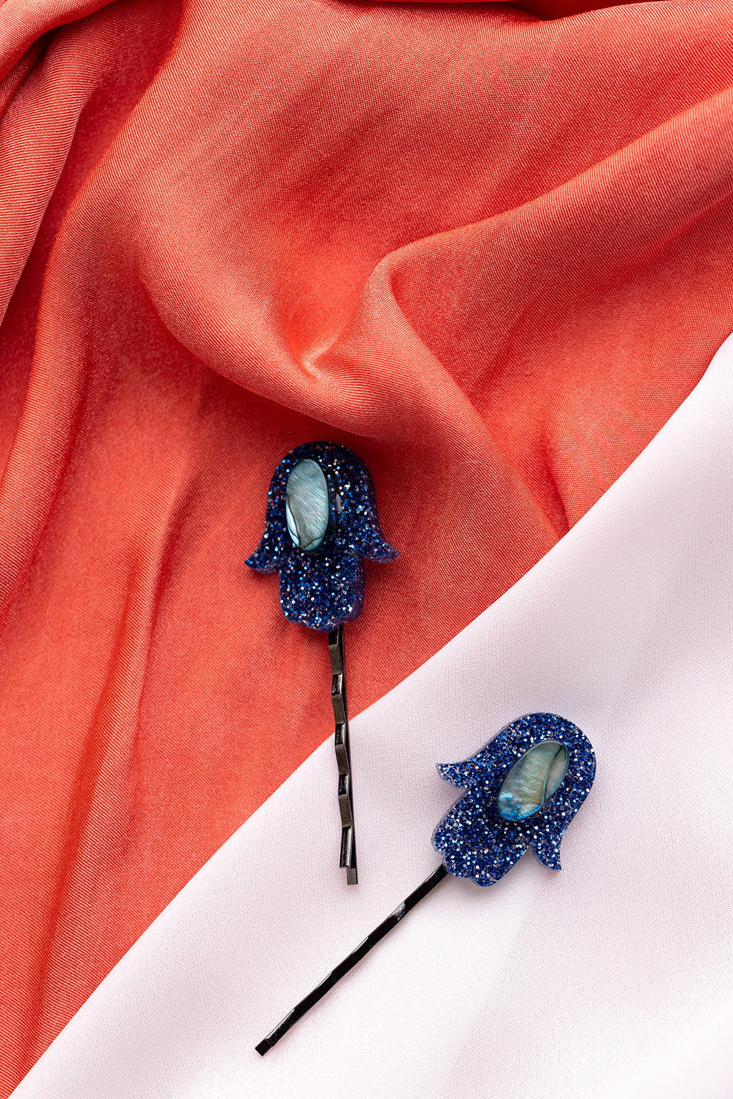Mother of Pearl Hamsa Hair Pin Set