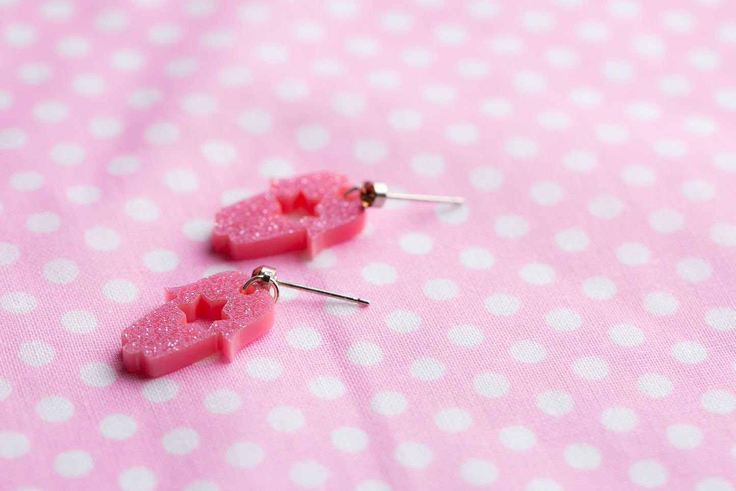 Hamsa Mini Dangles - Pink Glitter