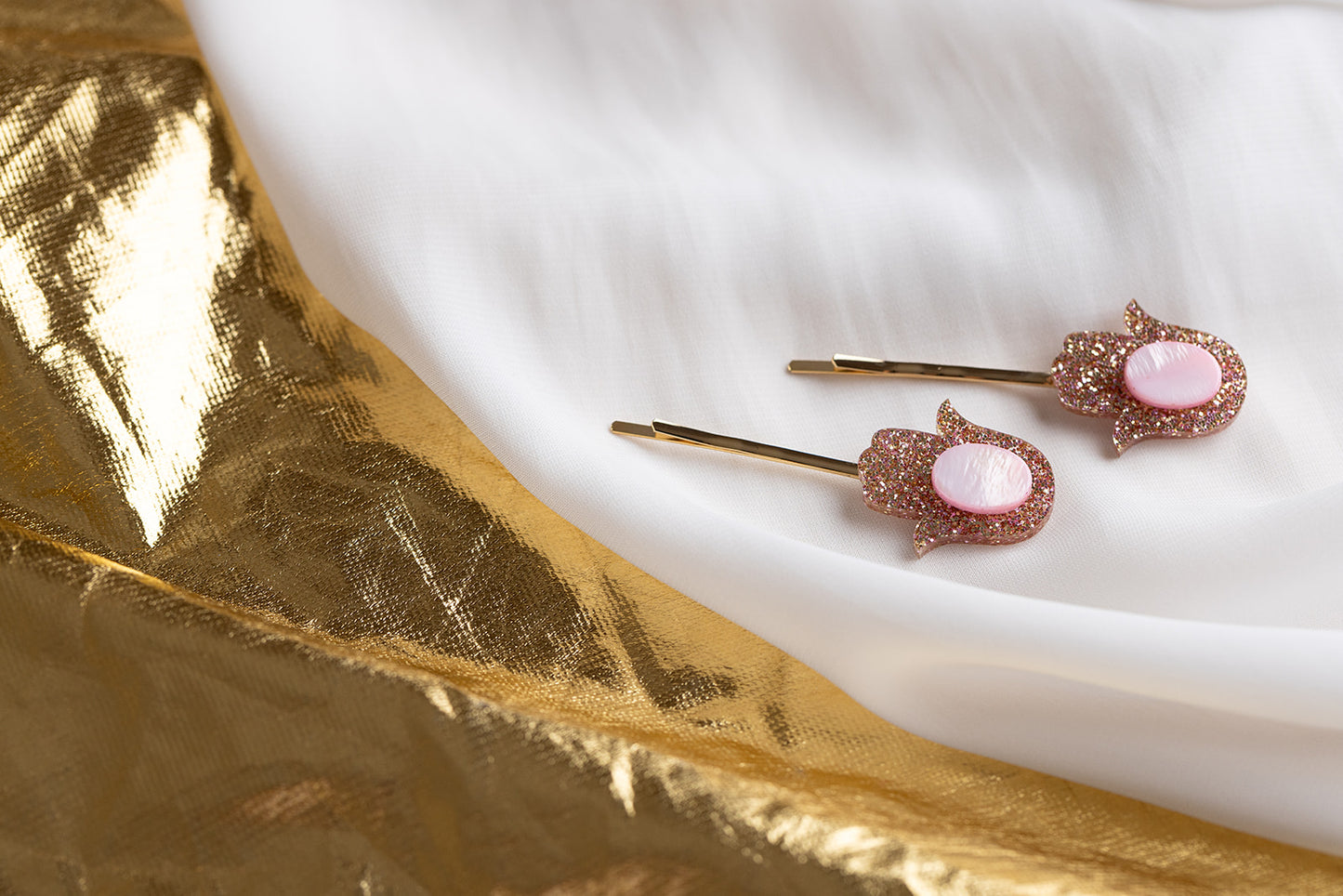 Hamsa Mother of Pearl Hair Pin Set ( Set of 2 )