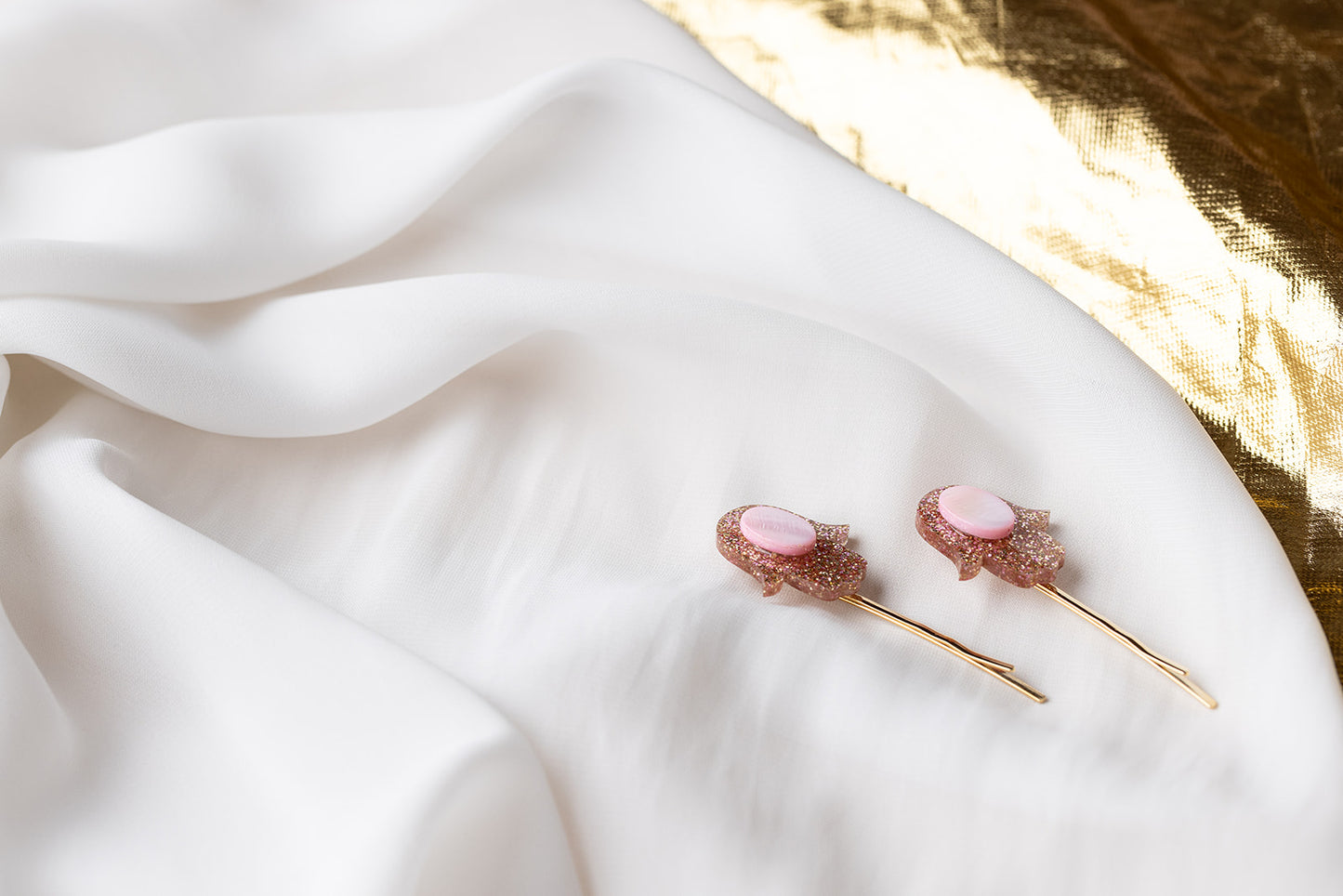 Hamsa Mother of Pearl Hair Pin Set ( Set of 2 )