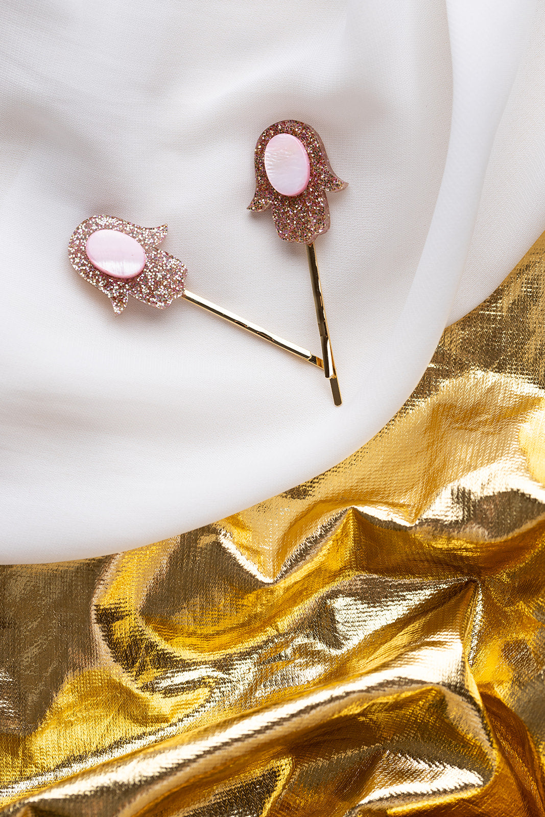 Hamsa Mother of Pearl Hair Pin Set ( Set of 2 )