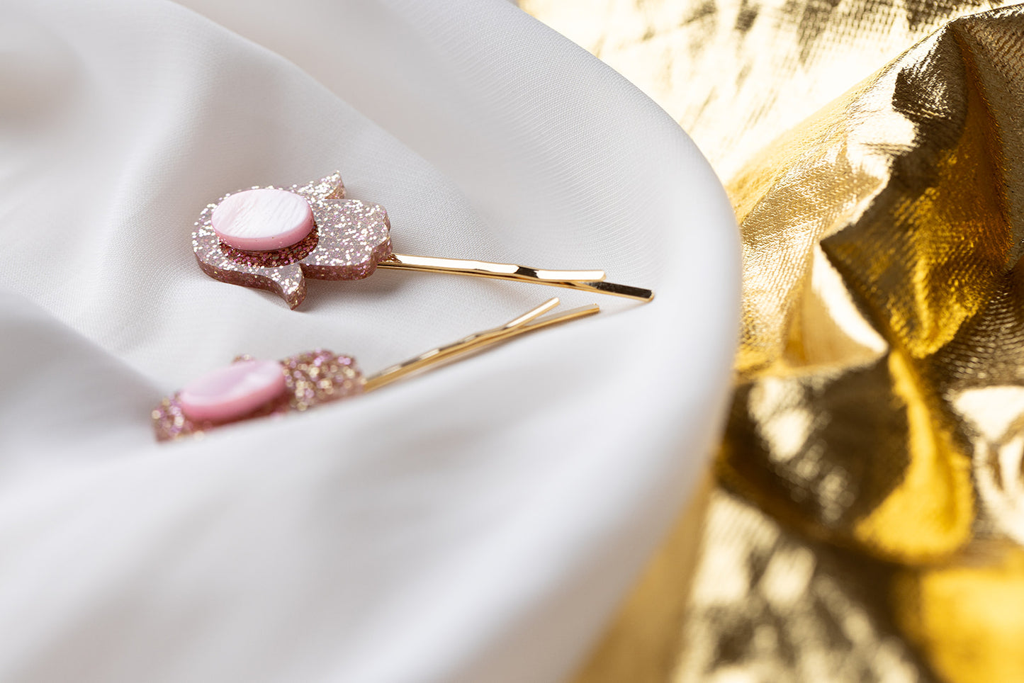 Hamsa Mother of Pearl Hair Pin Set ( Set of 2 )