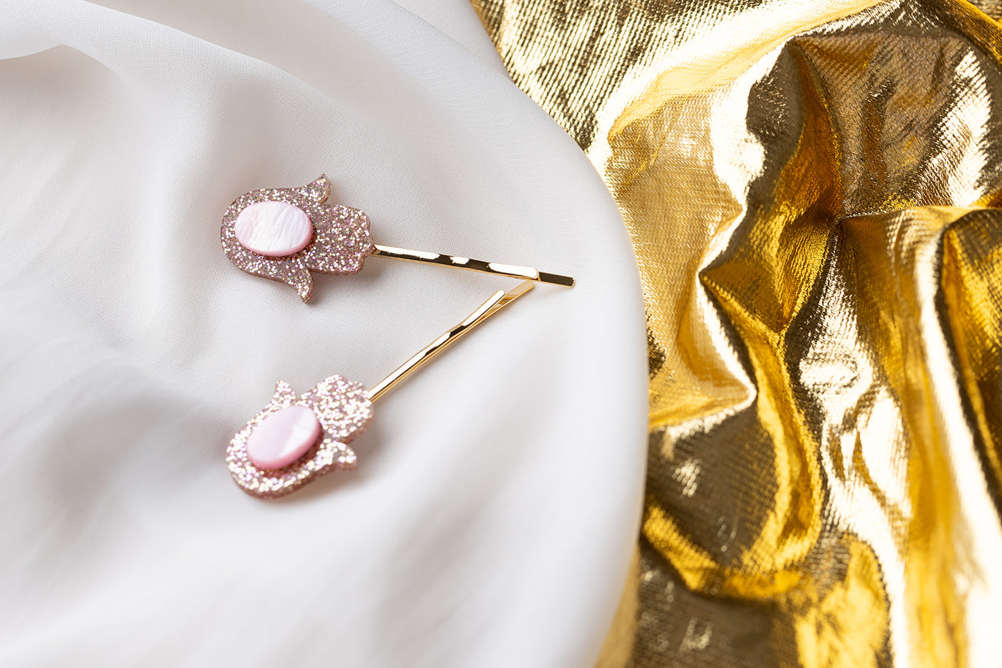 Hamsa Mother of Pearl Hair Pin Set ( Set of 2 )