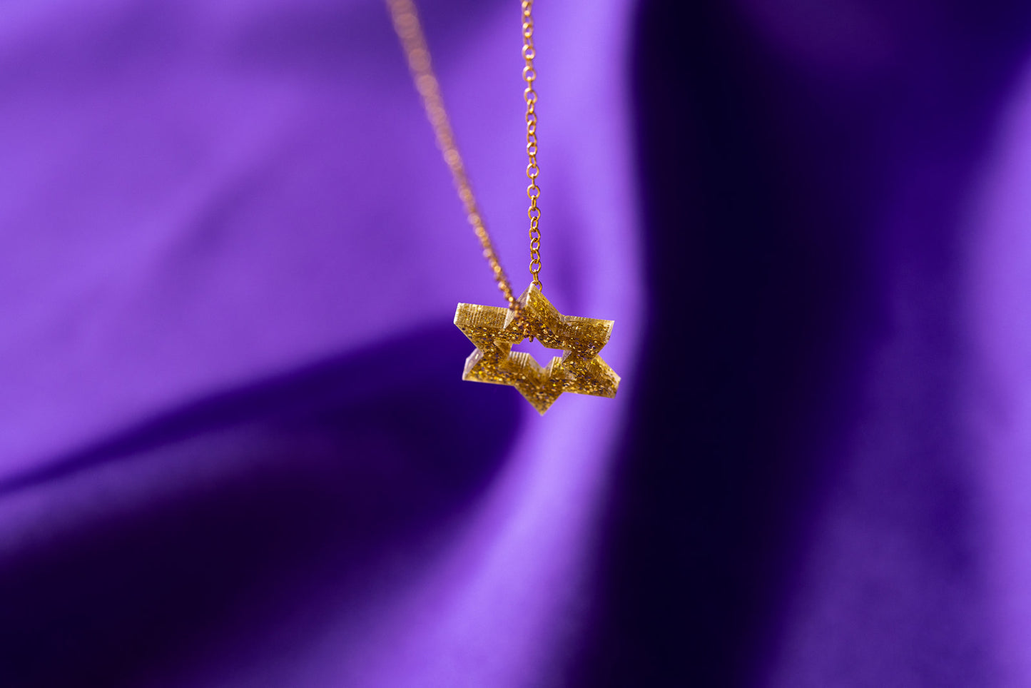 Petite Floating Magen Necklace - Light Gold Glitter