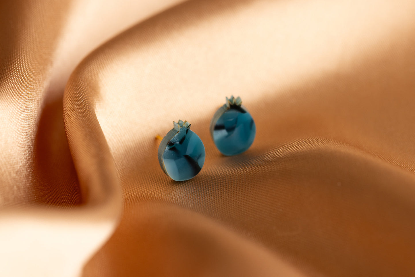 Pomegranate Stud Earrings - Blue Tortoise