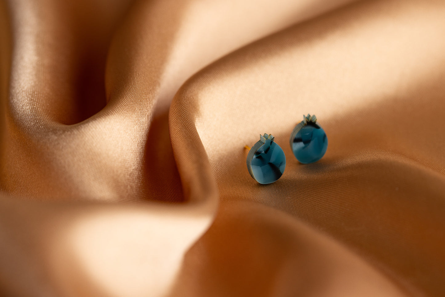 Pomegranate Stud Earrings - Blue Tortoise