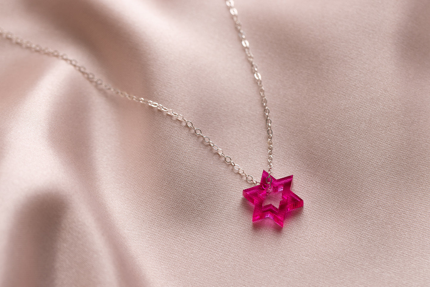 Petite Floating Magen Necklace - Magenta