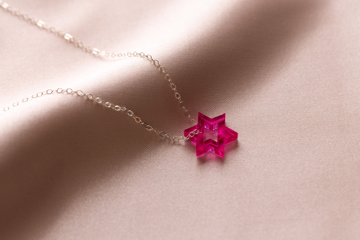 Petite Floating Magen Necklace - Magenta