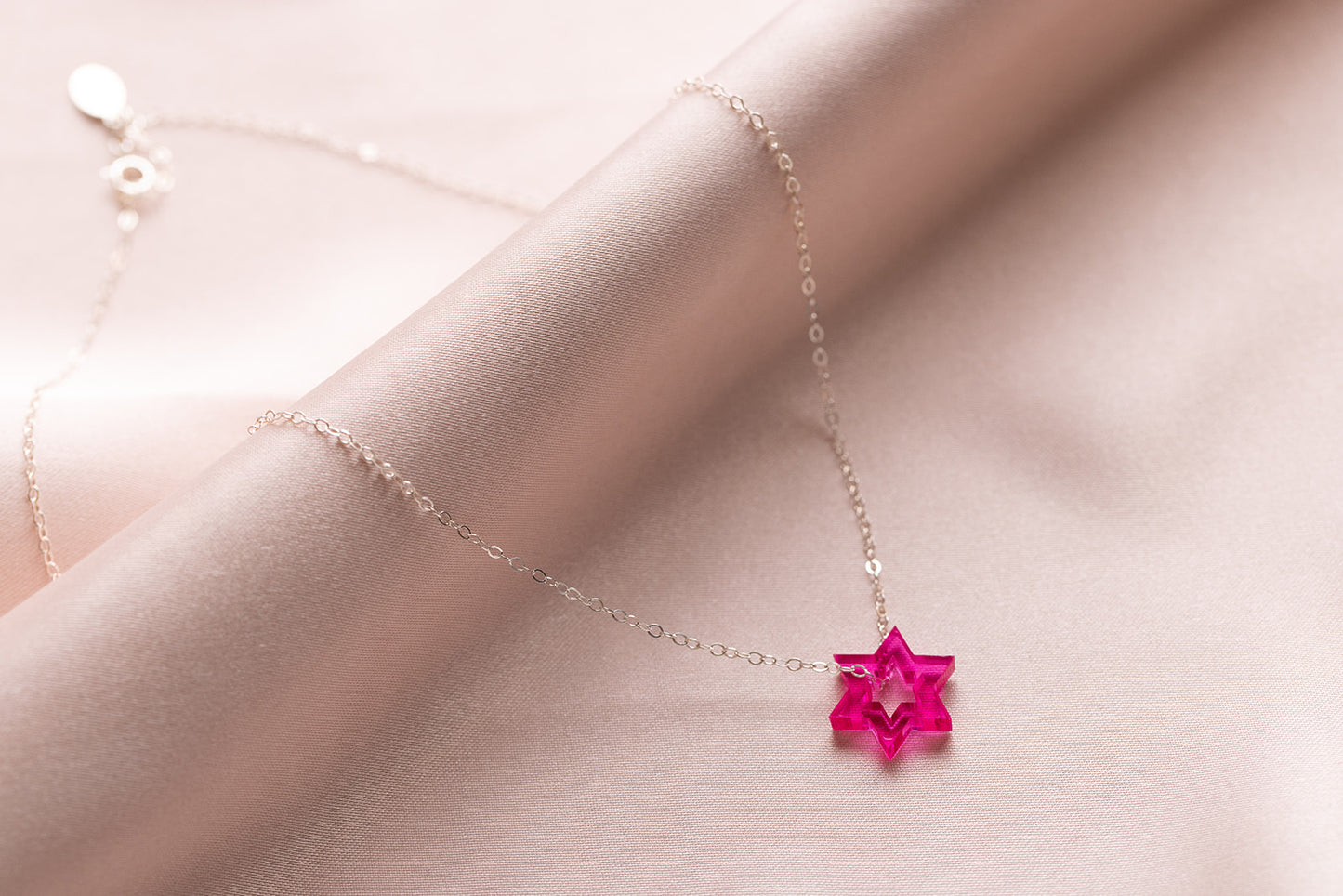 Petite Floating Magen Necklace - Magenta