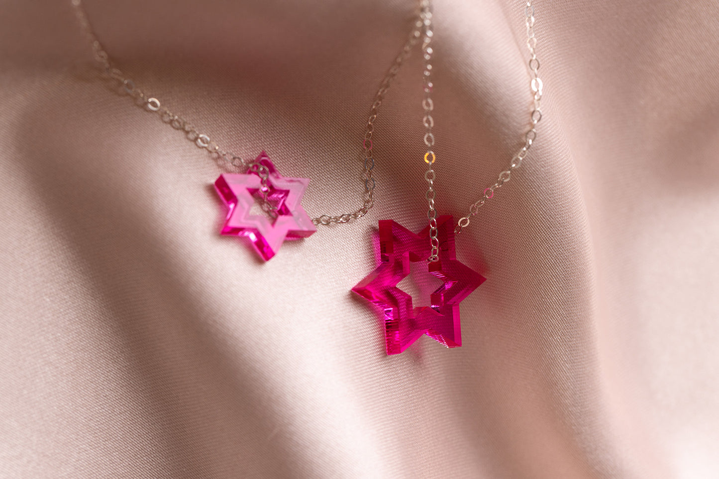 Petite Floating Magen Necklace - Magenta