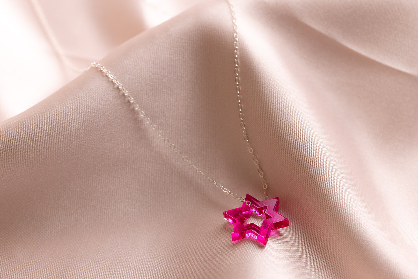 Petite Floating Magen Necklace - Magenta