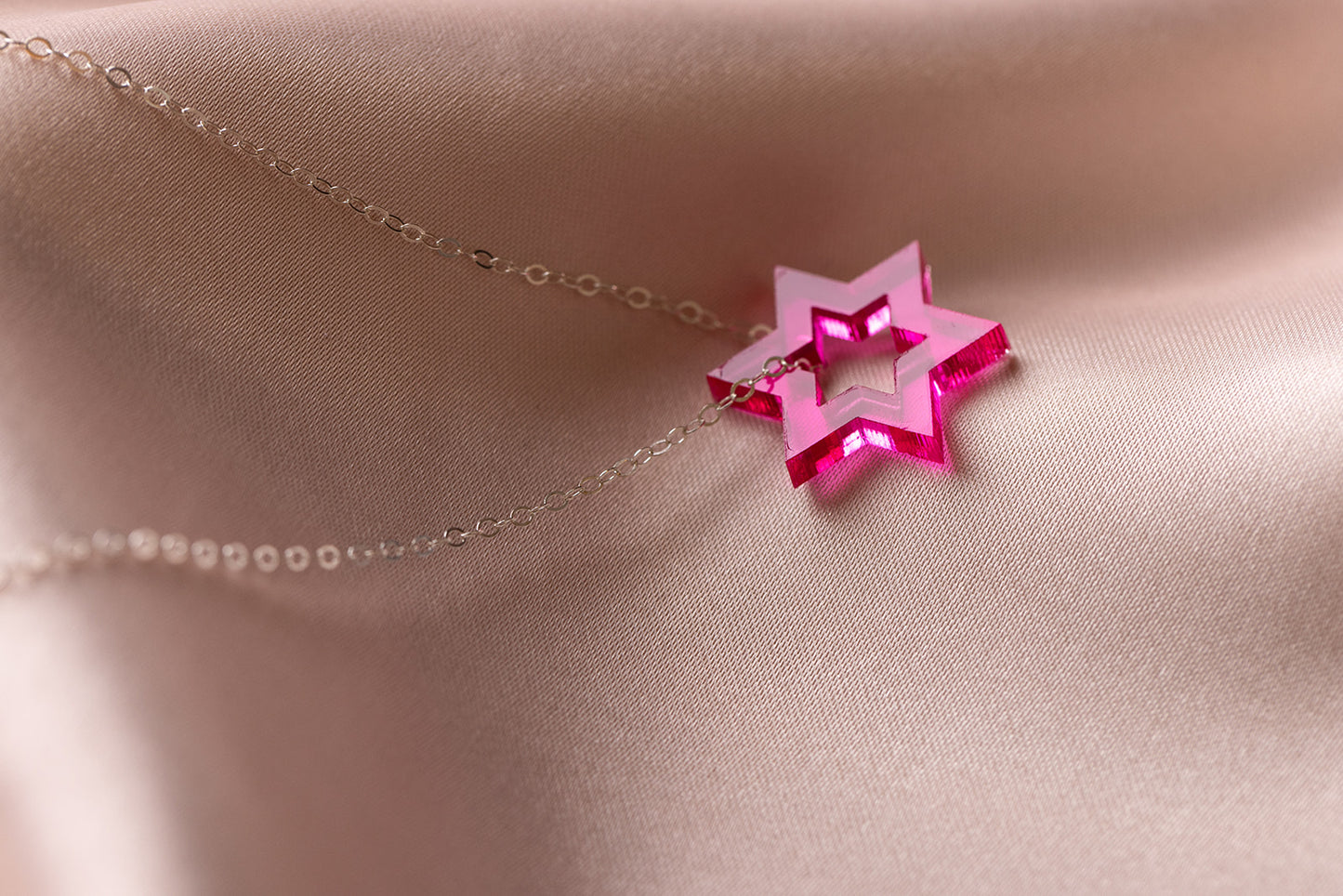 Petite Floating Magen Necklace - Magenta