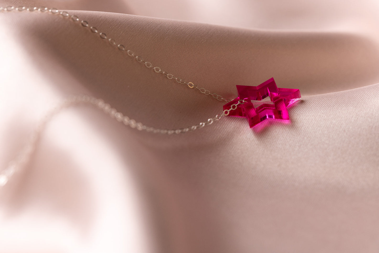 Petite Floating Magen Necklace - Magenta