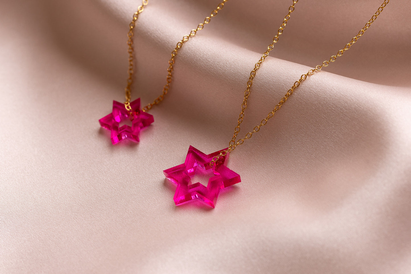 Petite Floating Magen Necklace - Magenta