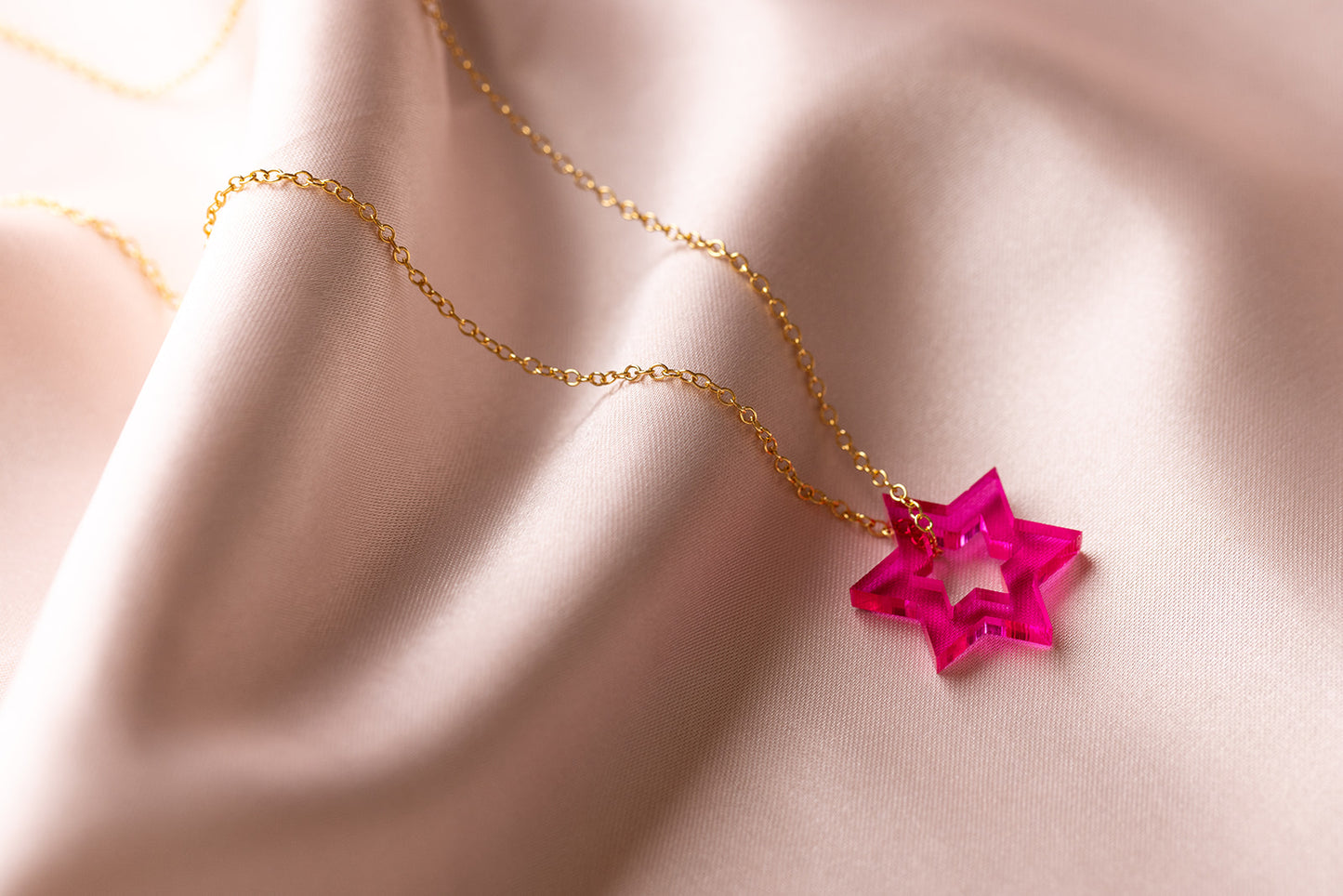 Petite Floating Magen Necklace - Magenta