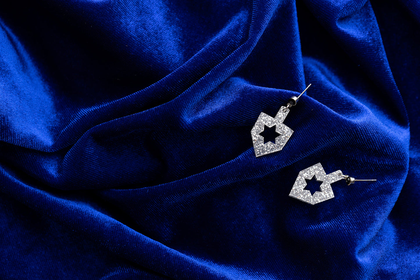 Dreidel Mini Dangles Silver Glitter