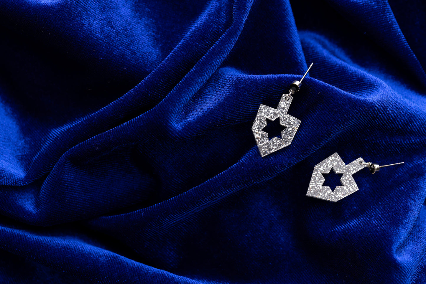 Dreidel Mini Dangles Silver Glitter
