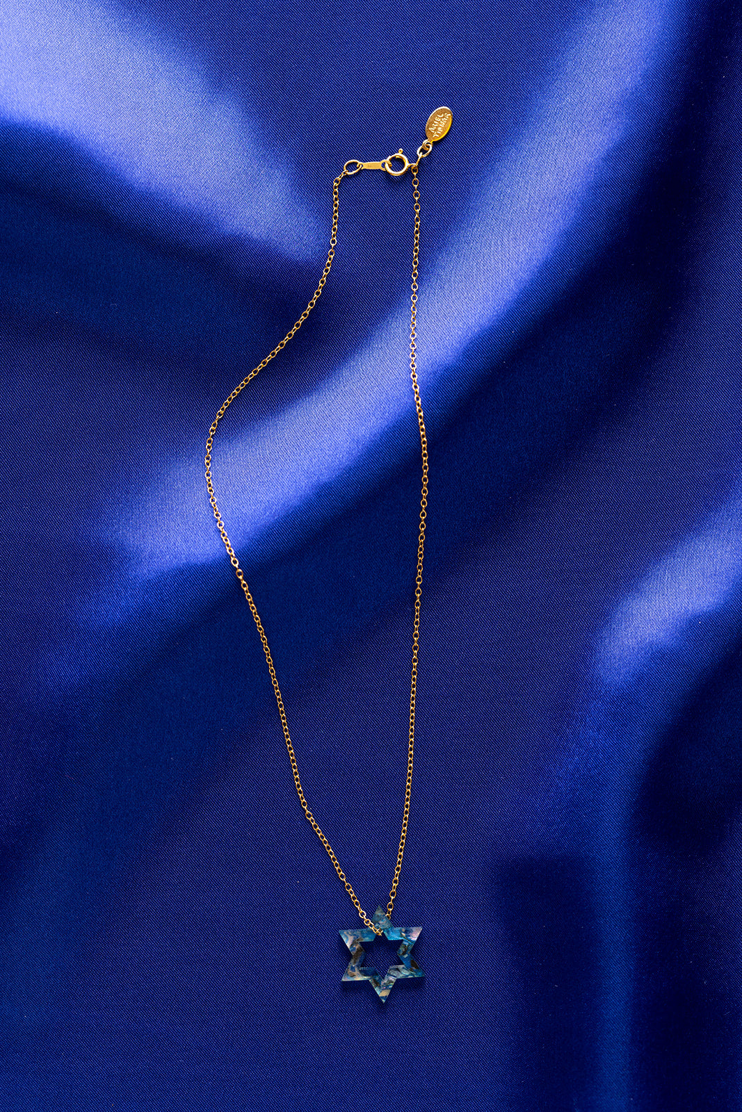 Petite Floating Magen Necklace - Blue Marble