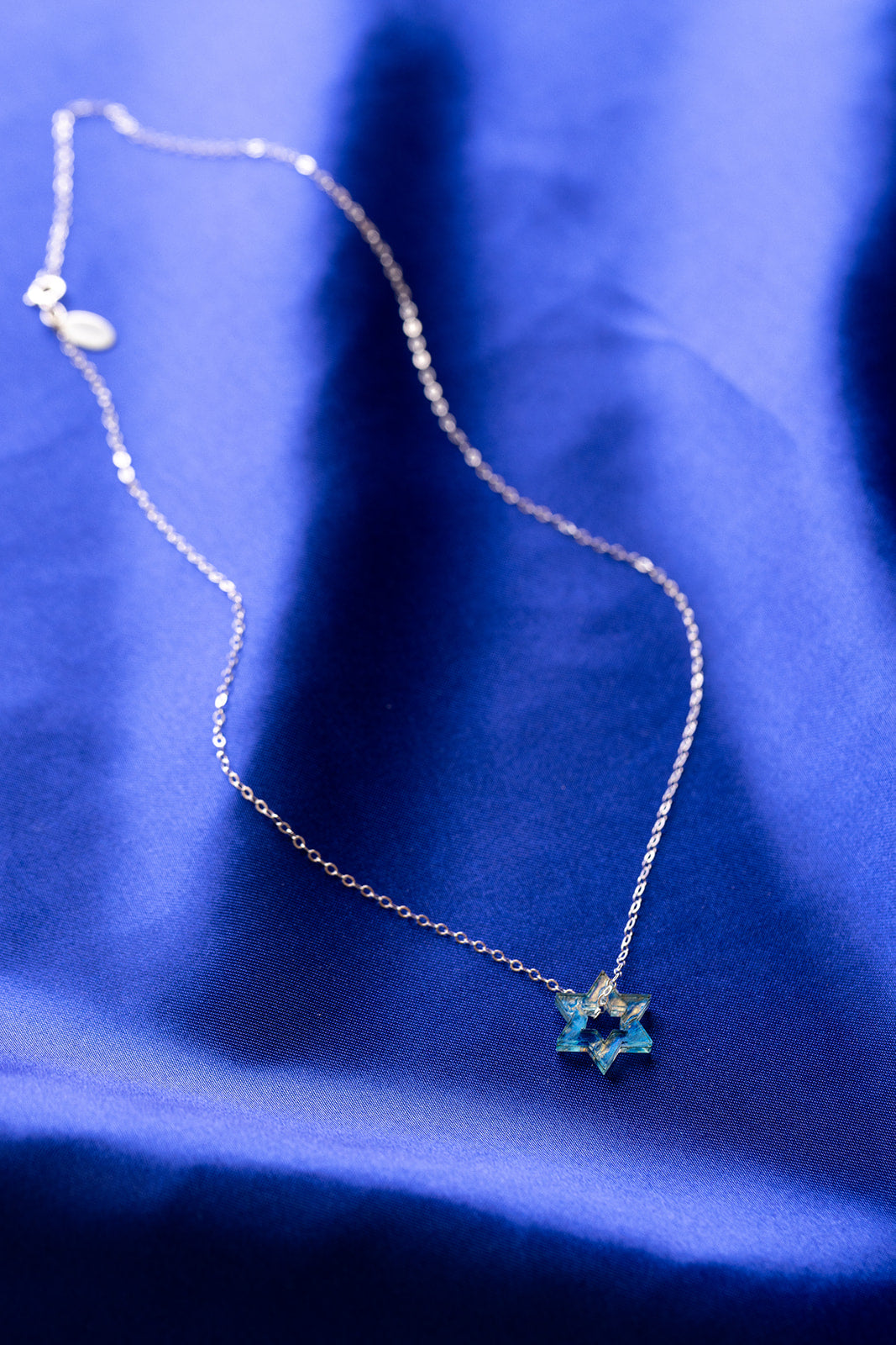 Petite Floating Magen Necklace - Blue Marble