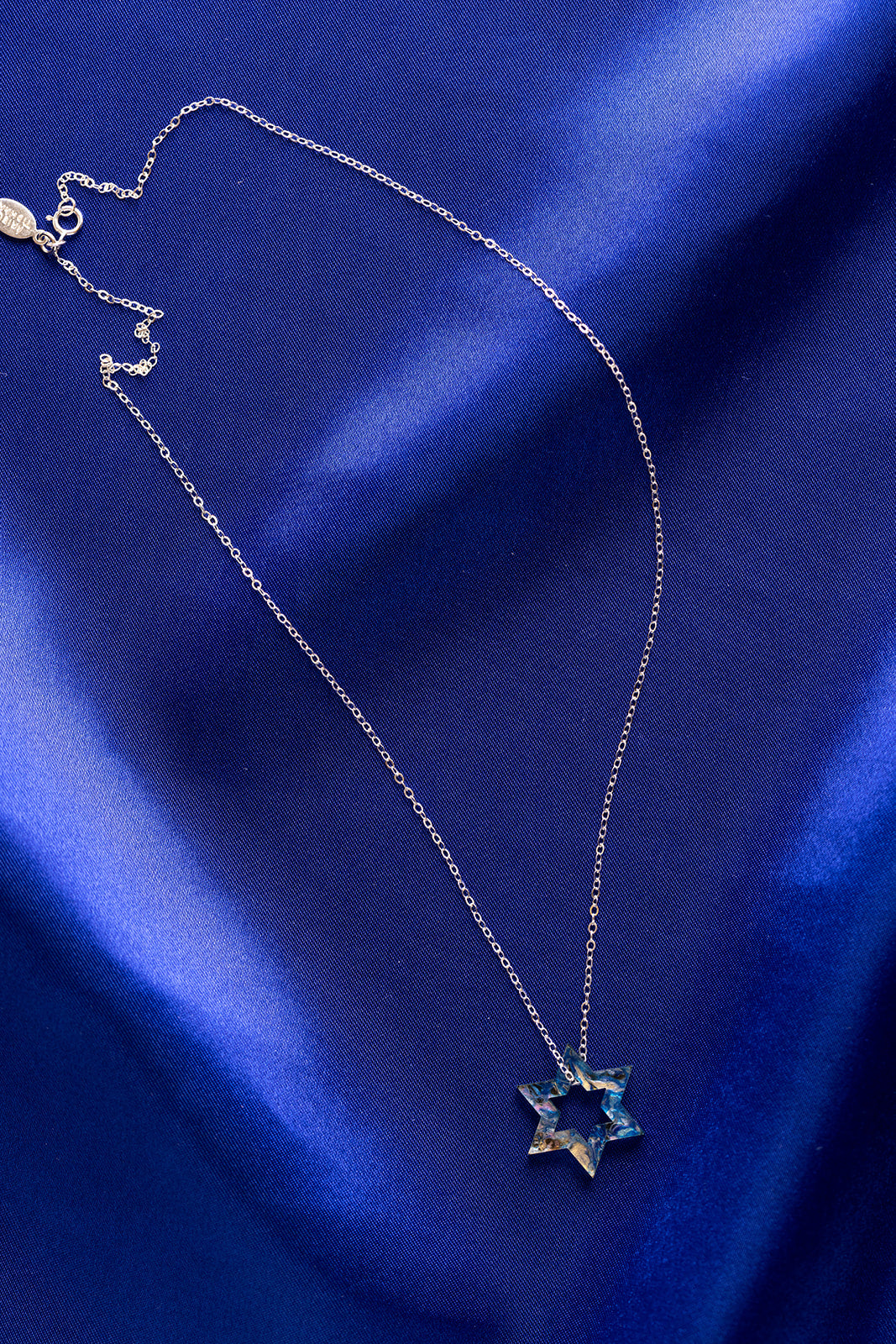 Petite Floating Magen Necklace - Blue Marble