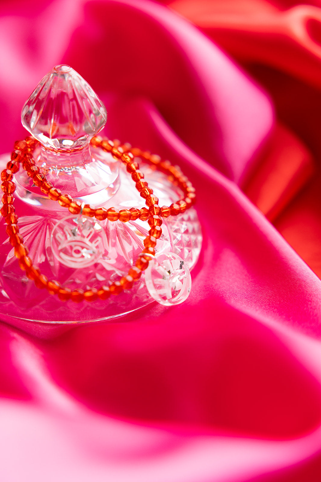 Red Shira Beaded Stretchy Bracelet ( Charm Options! )