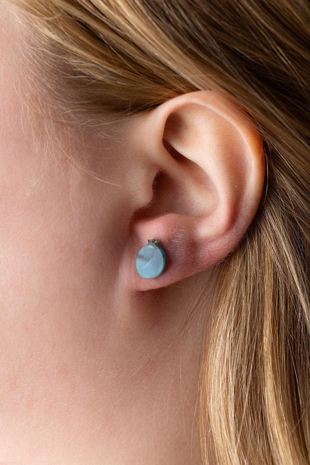 Pomegranate Stud Earrings - Blue Tortoise