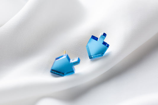 Shoshi Dreidel Studs - Blue Mirror - COMING SOON