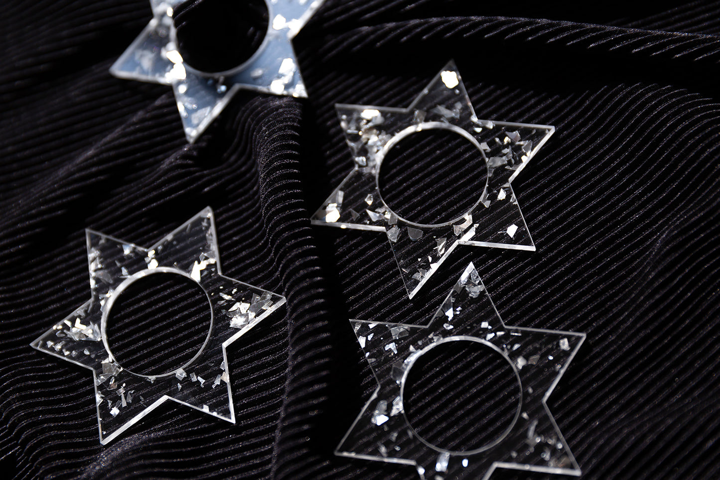 Jewish Star Napkin Rings - Silver Fleck
