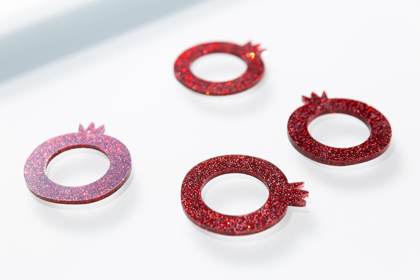 Pomegranate Napkin Rings Set - Red Glitter