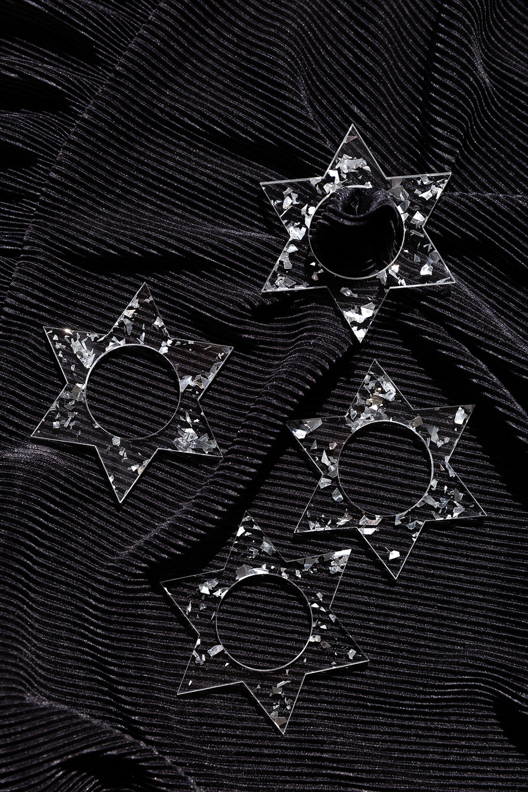 Jewish Star Napkin Rings - Silver Fleck