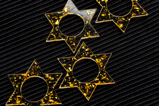 Jewish Star Napkin Rings - Gold Fleck