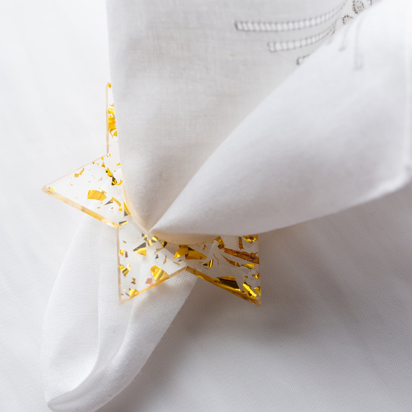 Jewish Star Napkin Rings - Gold Fleck