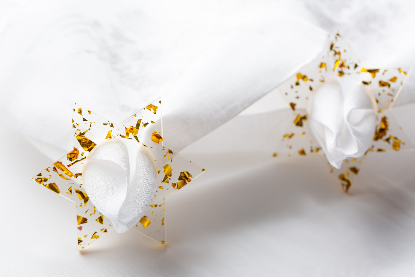 Jewish Star Napkin Rings - Gold Fleck