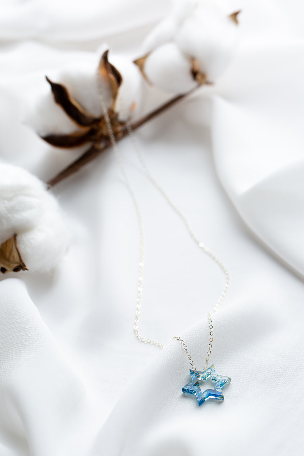 Petite Floating Magen Necklace - Blue Marble