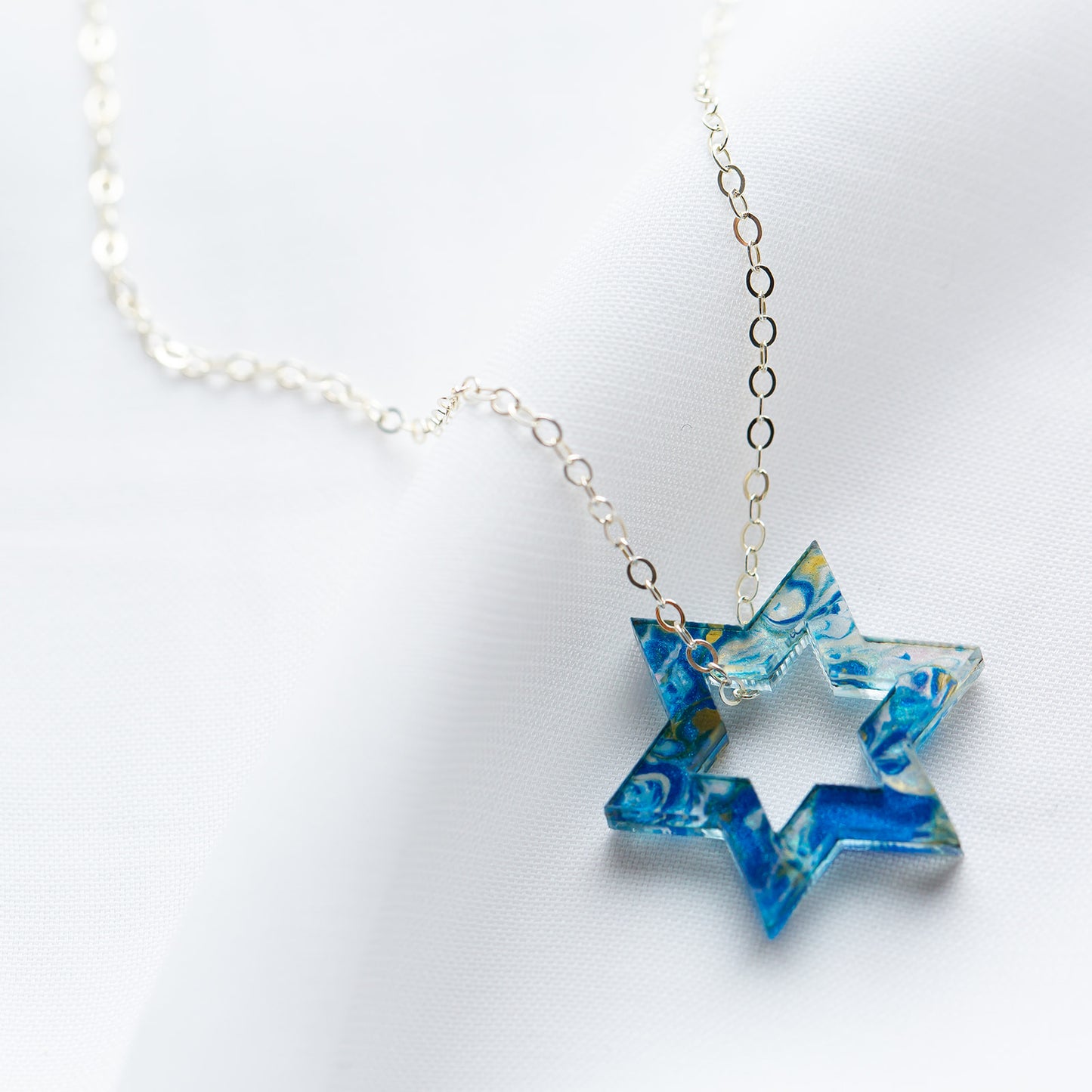 Petite Floating Magen Necklace - Blue Marble