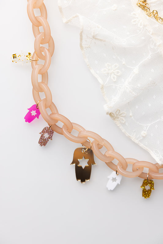 Liam Chunky Hamsa Charm Necklace