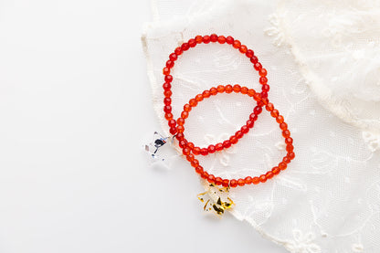 Red Shira Beaded Stretchy Bracelet ( Charm Options! )