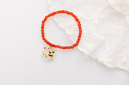 Red Shira Beaded Stretchy Bracelet ( Charm Options! )