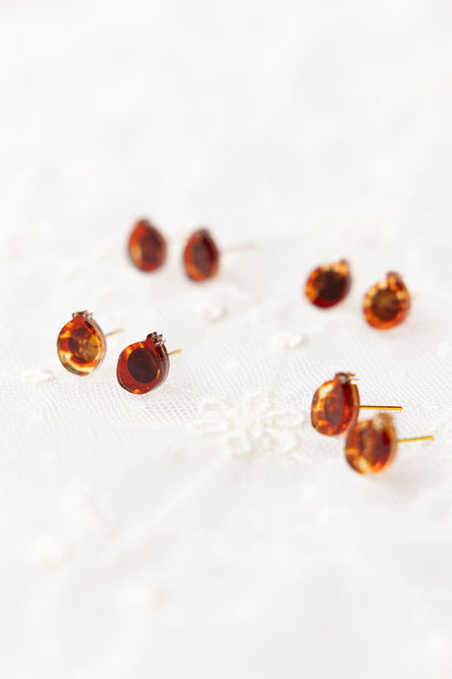 Extra Petite Pomegranate Stud Earrings - Tortoise