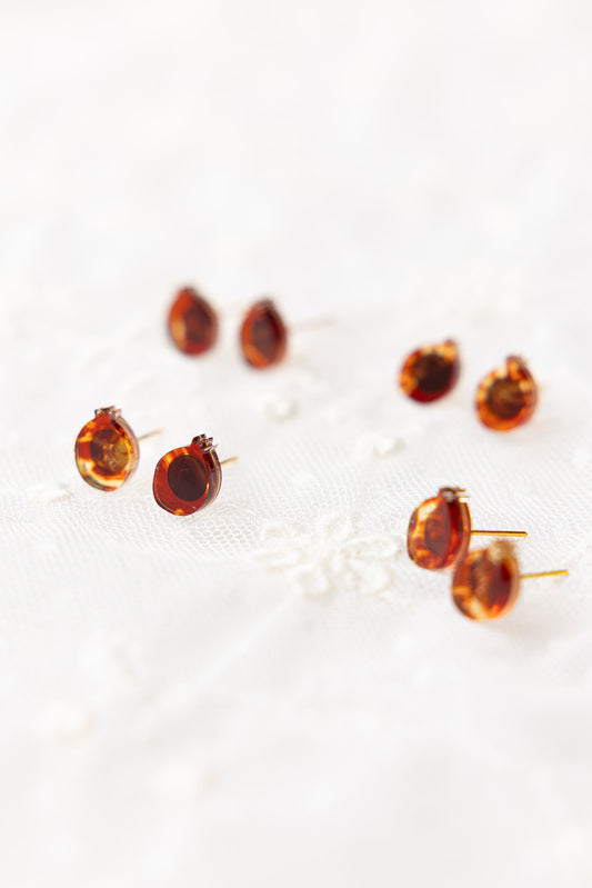 Extra Petite Pomegranate Stud Earrings - Tortoise