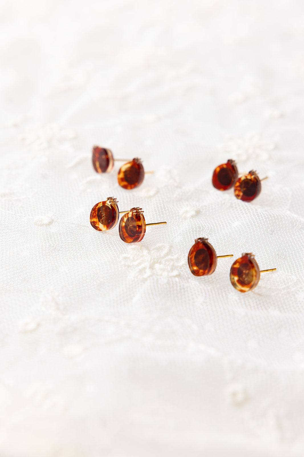 Extra Petite Pomegranate Stud Earrings - Tortoise
