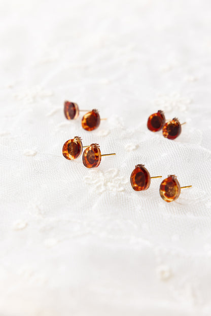 Extra Petite Pomegranate Stud Earrings - Tortoise