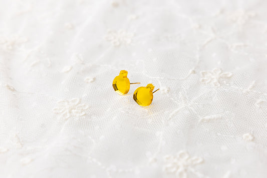 Yellow Mirror Pomegranate Stud Earrings